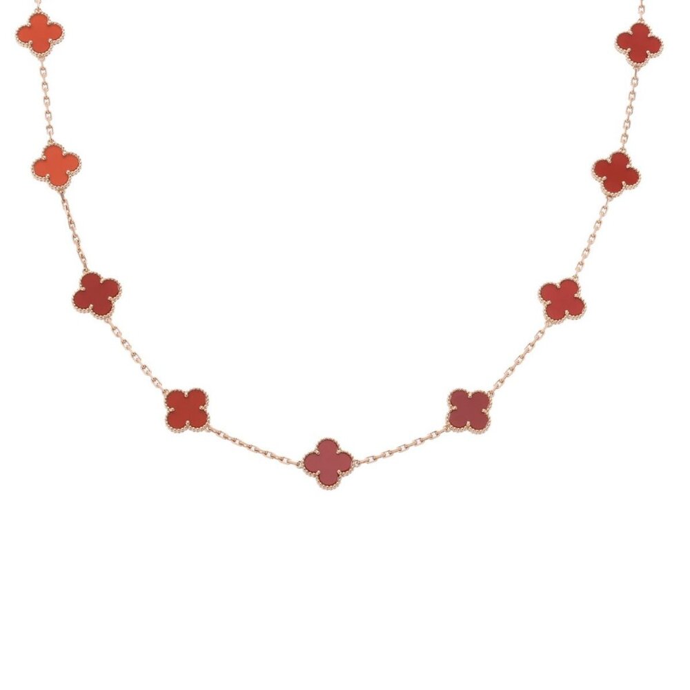 VAN CLEEF & ARPELS Vintage Alhambra Necklace 20P Carnelian